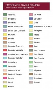 Official Barolo Map index of all terroir sub-zones