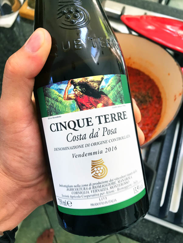 Now here's the wine to pair with Spaghetti alla Scarpara: Cinque Terre Costa da Posa
